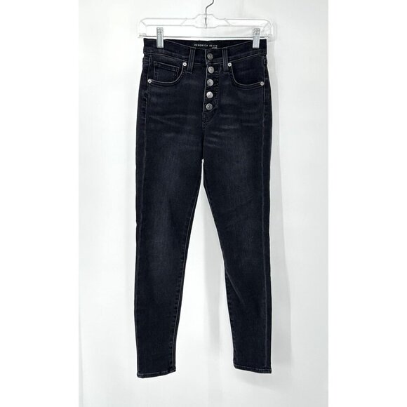 VERONICA BEARD jeans debbie ankle skinny high rise button fly washed onyx 25 - Picture 3 of 12